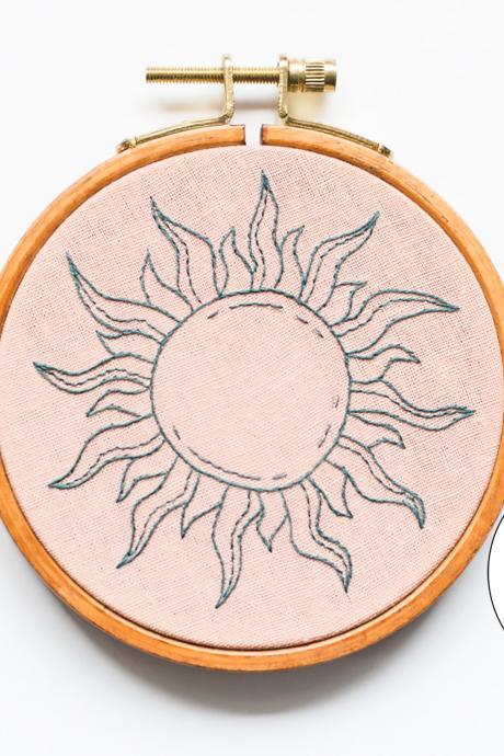 Celestial Sun Pdf Embroidery Pattern Tutorial | Digital Downloadable Diy Pattern For Beginners