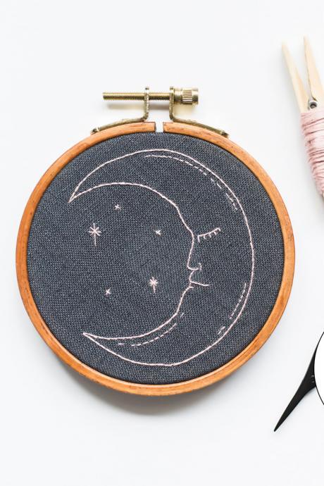 Celestial Moon Pdf Embroidery Pattern Tutorial | Digital Downloadable Diy Pattern For Beginners