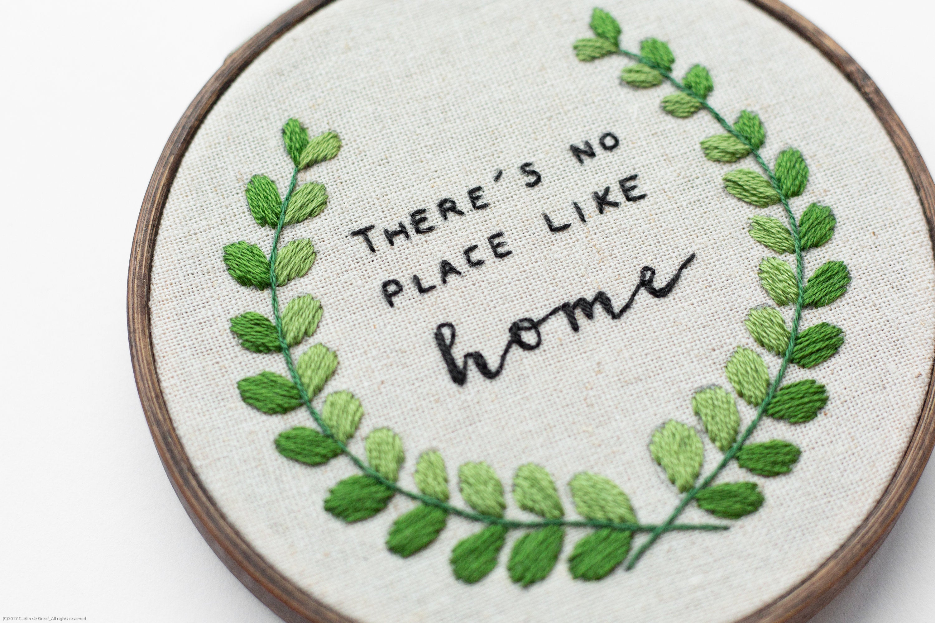 Theres no place like home embroidery hoop art  housewarming welcome